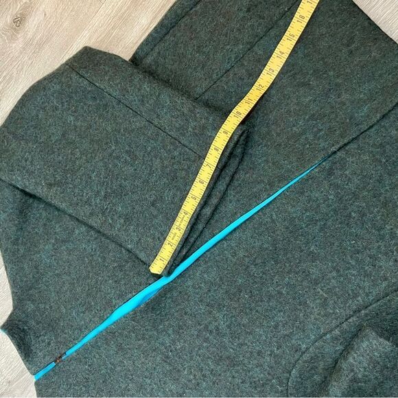 Han Feng Gray Wool Mohair Bell Sleeve Minimalist Lagenlook Jacket Teal Silk XL - Picture 13 of 16